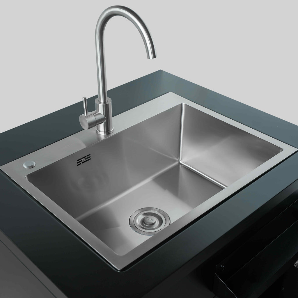 Cuisine extérieure Évier et barbecue – 5 modules en noir