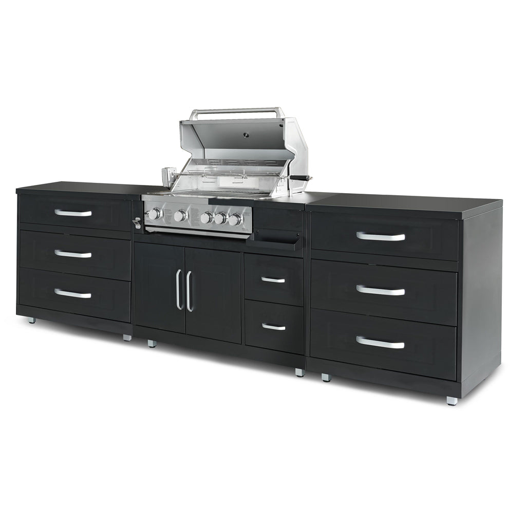 Cuisine extérieure Barbecue et rangements – 3 modules en noir