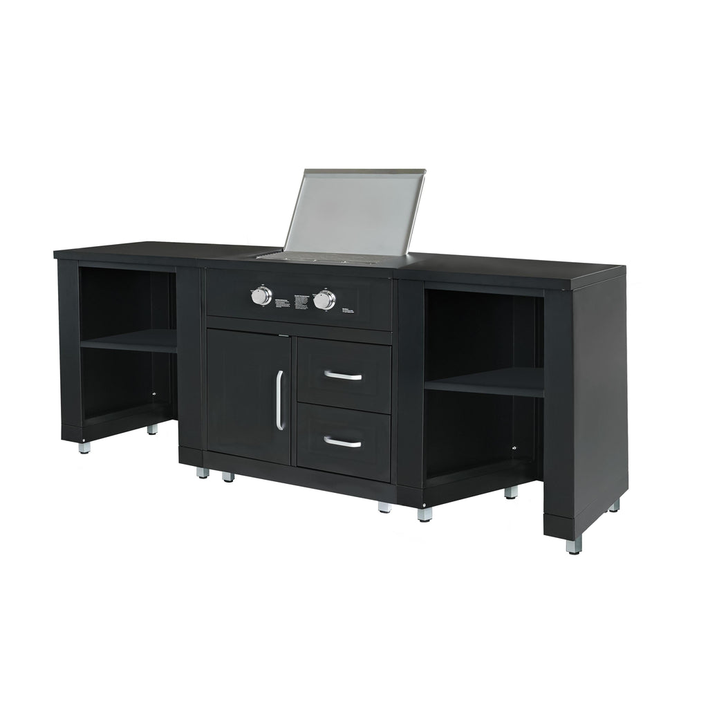 Cuisine extérieure Plaque gaz et rangements – 3 modules – noir