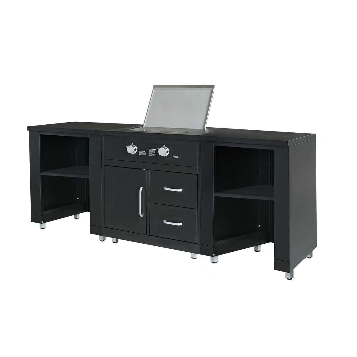 Cuisine extérieure Plaque gaz et rangements – 3 modules – noir