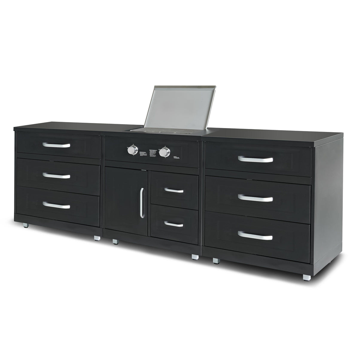 Cuisine extérieure Plaque gaz et rangements – 3 modules en noir