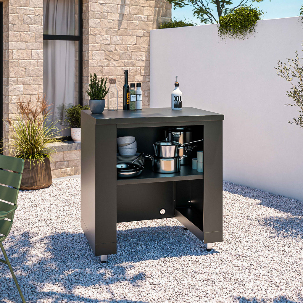 Cuisine extérieure Four à pizza et rangements – 3 modules – noir