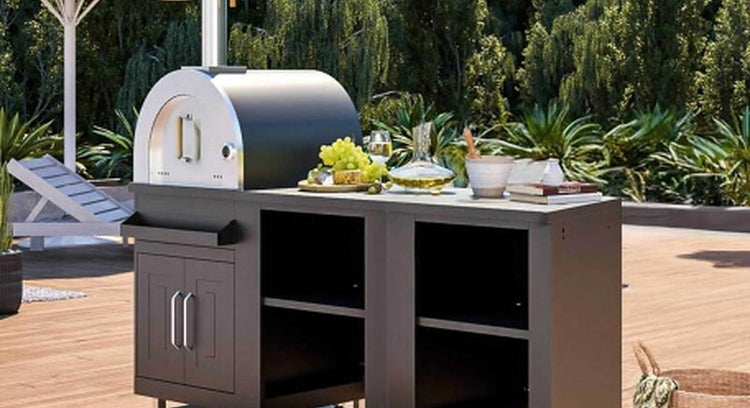 Cuisine extérieure avec four à pizza et rangements – 3 modules – 248 cm