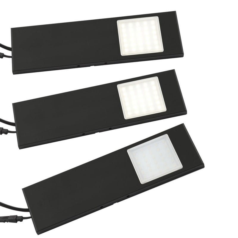 Kit 3 profils LED extra-plats sous meuble — noir 3500 K