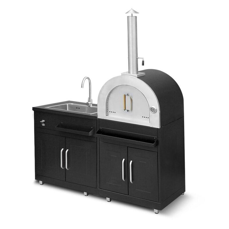 Cuisine extérieure MEMPHIS 2 modules évier et four à pizza – vue supplémentaire