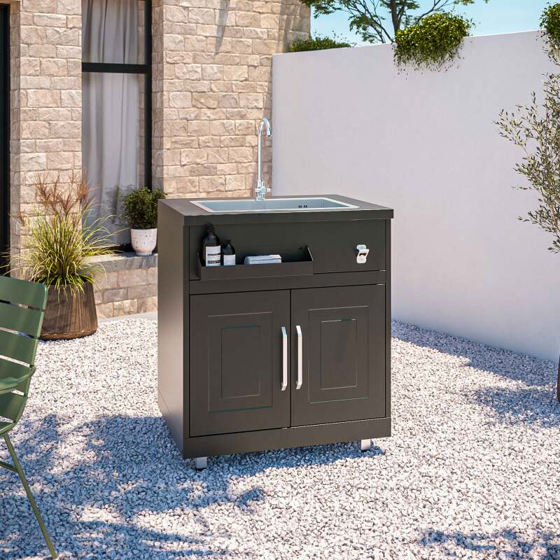 Cuisine extérieure MEMPHIS 3 modules angle évier et barbecue — vue 3
